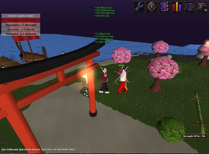A crossed cut marks Double Strike as the katana settles for a second blow
