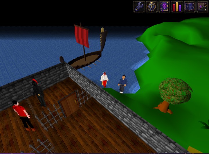Captain Ryujin's dragon ship at the Port Sarim shore