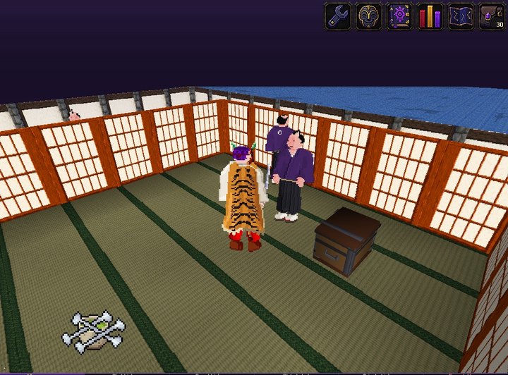 An adventurer beside the strongbox inside the noble house