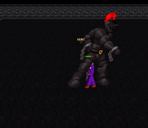 Vharok fighting a lone adventurer in the private encounter