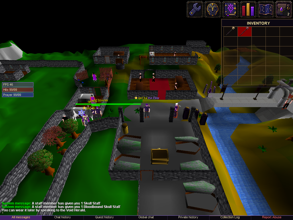Player wielding the Bloodbound Skull Staff with its crimson skull