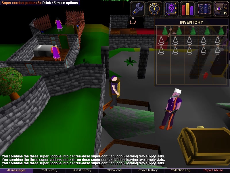 Choose Combine up to five and watch each Super Combat potion finish in turn.
