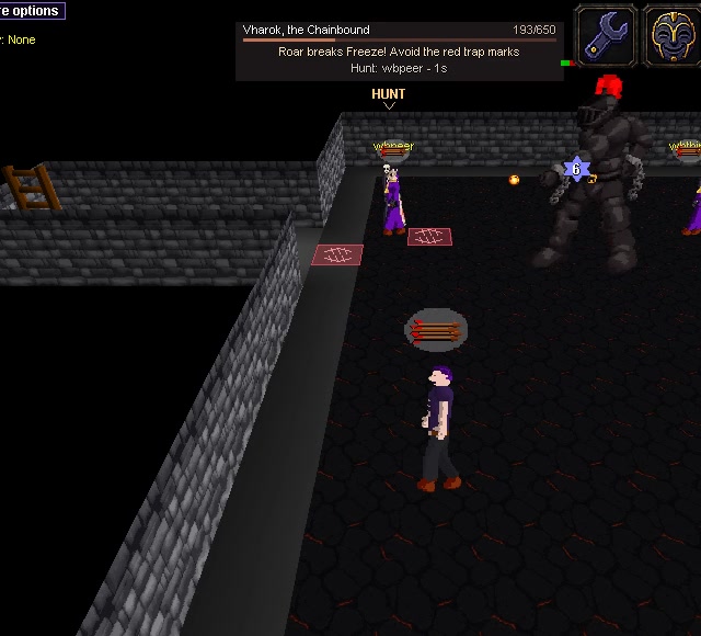 Vharok breaks free of the ice and scatters fresh traps across the floor.