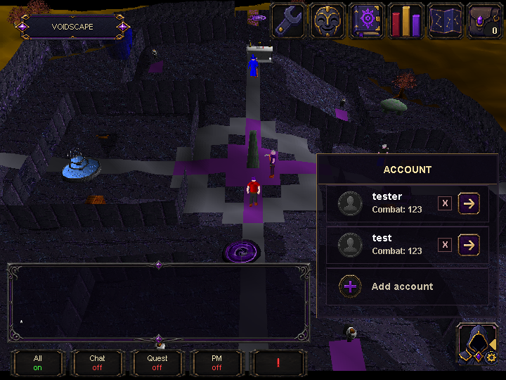Account switcher menu.