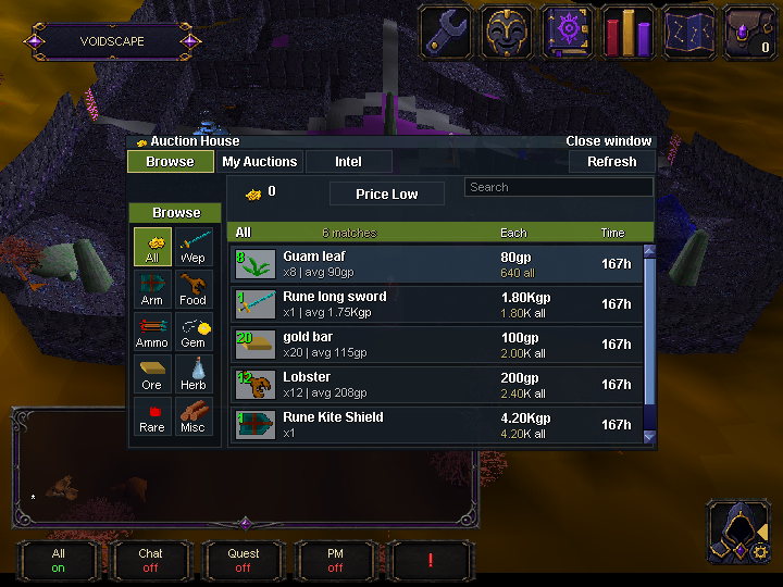 Auction House browse screen.