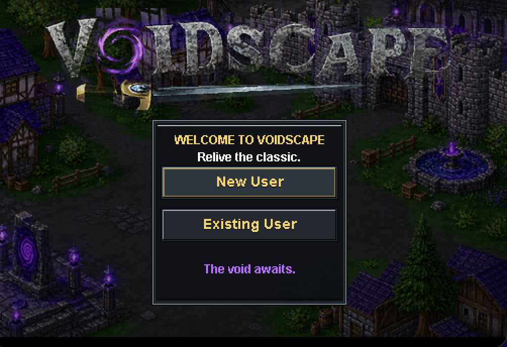 Voidscape login screen.
