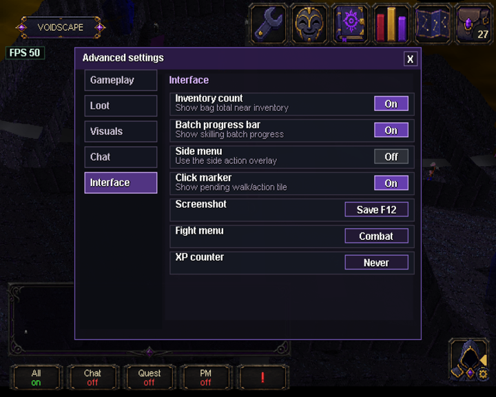 Exact F12 screenshot capture from the current Voidscape client.