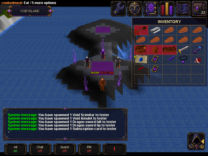 Voidscape custom gear in the current client.